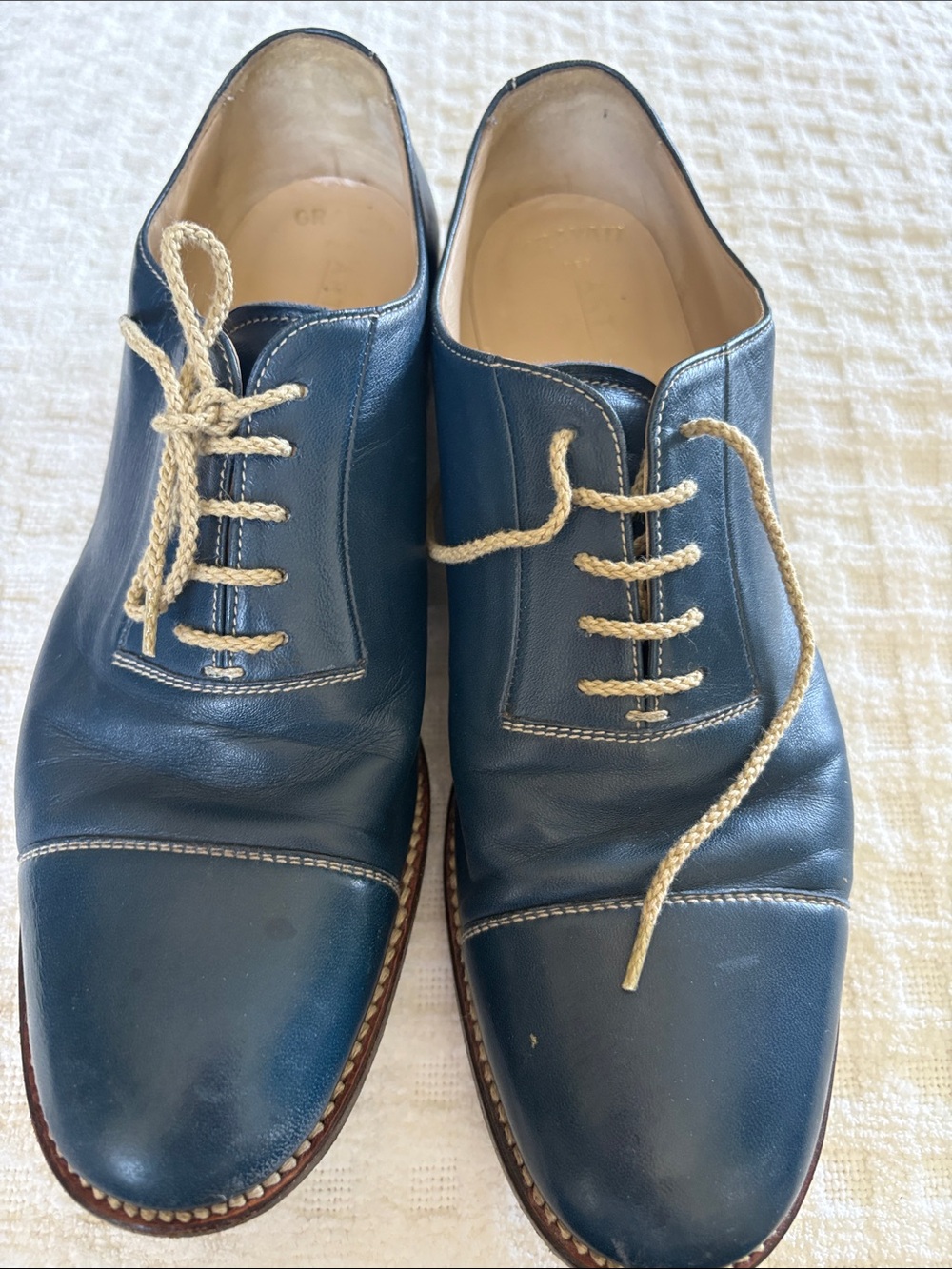 Arthur Beren Italy size 9 us Navy Leather Cap-Toe Dress Shoes